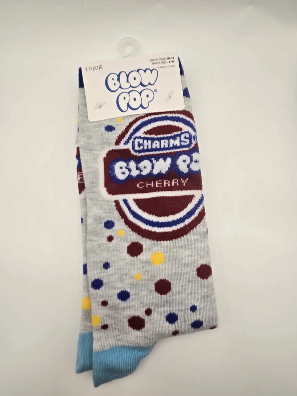 Blow Pop Logo Crew Socks - Gray/Maroon/Blue/Yellow